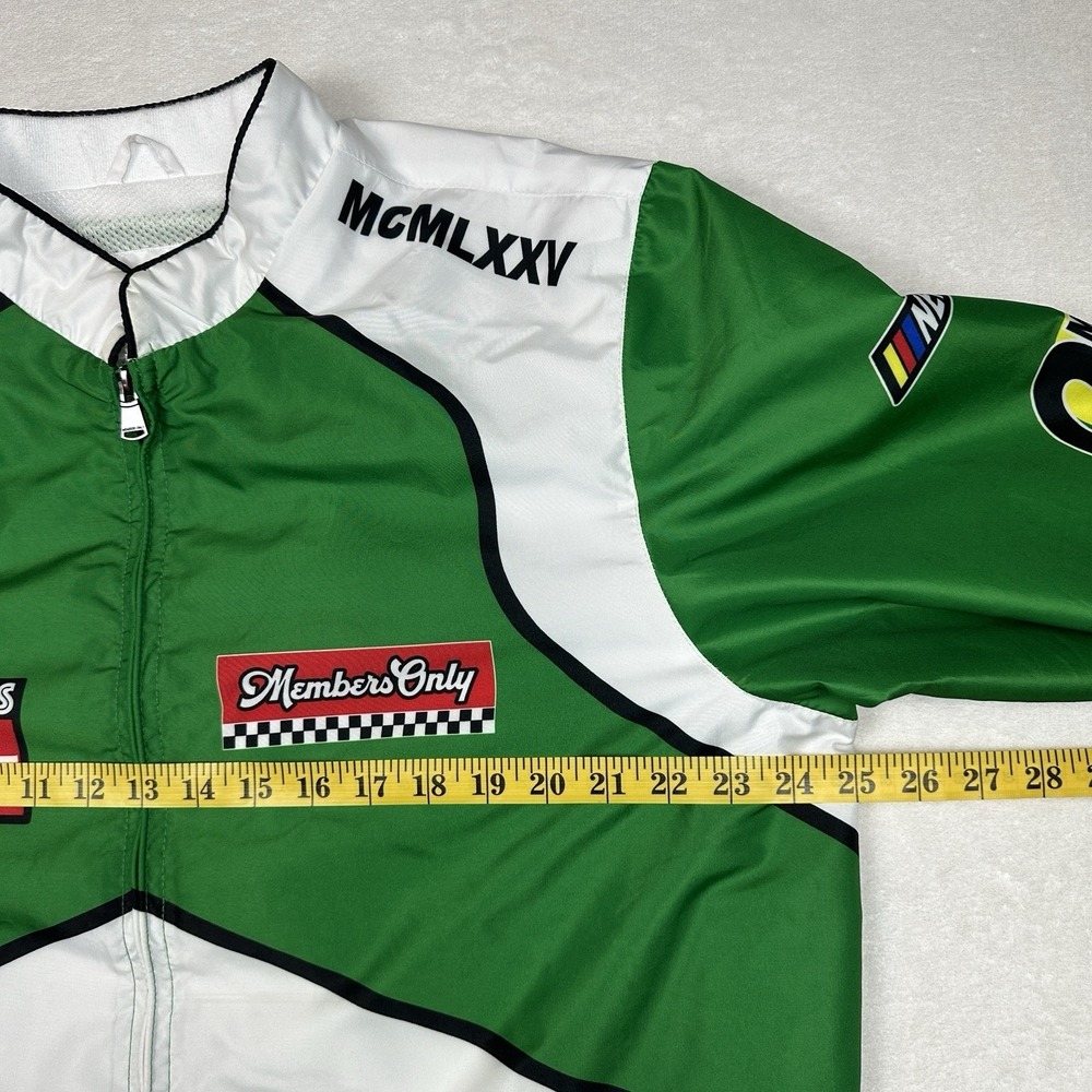 Members Only Sport Jacket Men's Large Green White MCMLXXV Racing Track Jacket - Picture 3 of 8